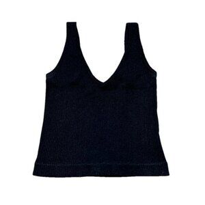 Aura Ribbed V Neck Tank Top Small Sleeveless Stretchy